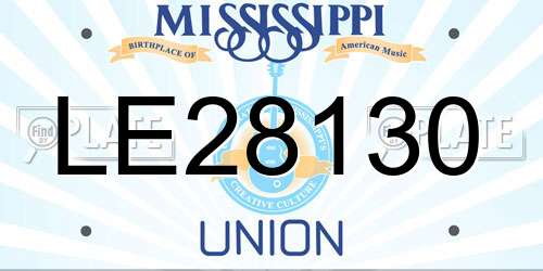 LE28130 Mississippi License Plate