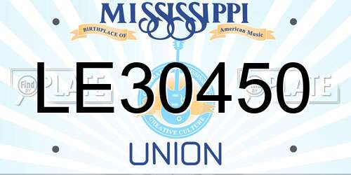 LE30450 Mississippi License Plate
