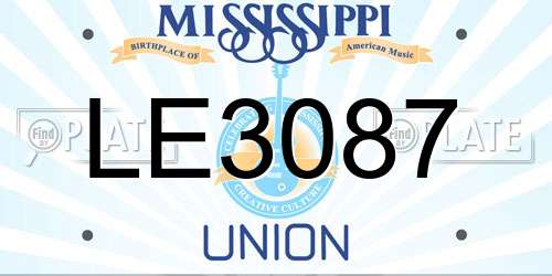 LE3087 Mississippi License Plate