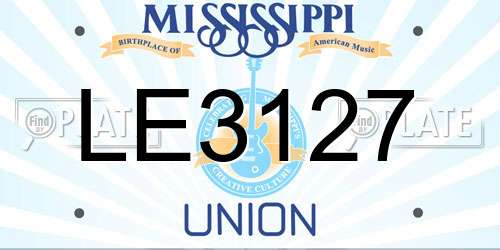 LE3127 Mississippi License Plate