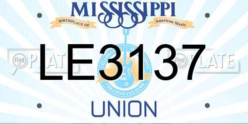 LE3137 Mississippi License Plate