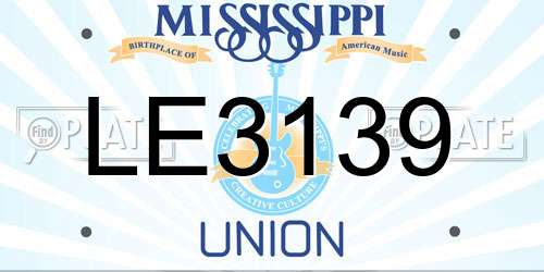 LE3139 Mississippi License Plate