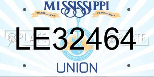 LE32464 Mississippi License Plate