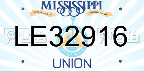 LE32916 Mississippi License Plate