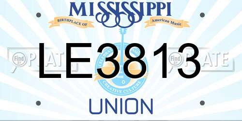 LE3813 Mississippi License Plate