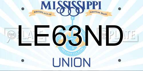 LE63ND Mississippi License Plate
