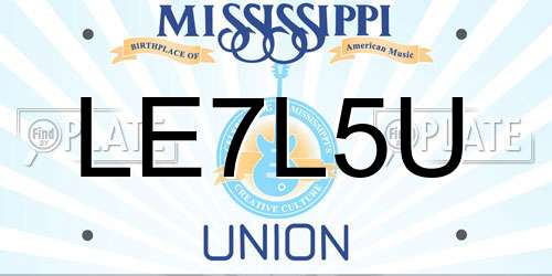 LE7L5U Mississippi License Plate