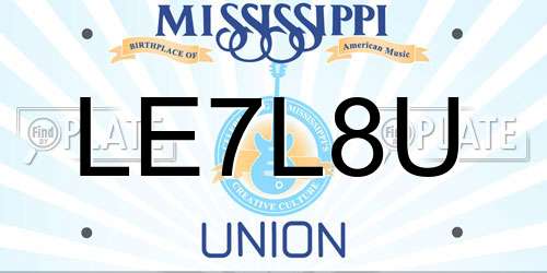 LE7L8U Mississippi License Plate