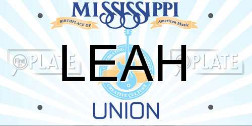 LEAH Mississippi License Plate