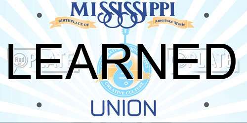 LEARNED Mississippi License Plate
