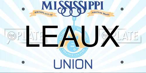 LEAUX Mississippi License Plate