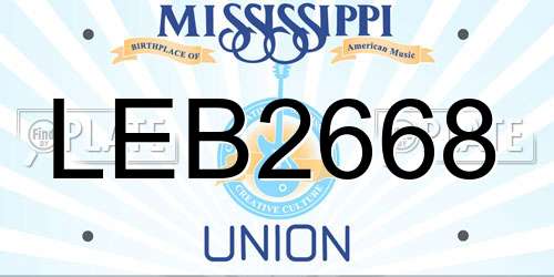 LEB2668 Mississippi License Plate
