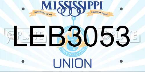 LEB3053 Mississippi License Plate