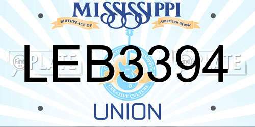 LEB3394 Mississippi License Plate