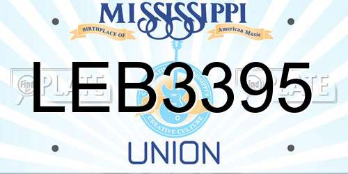LEB3395 Mississippi License Plate