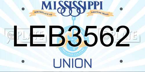 LEB3562 Mississippi License Plate