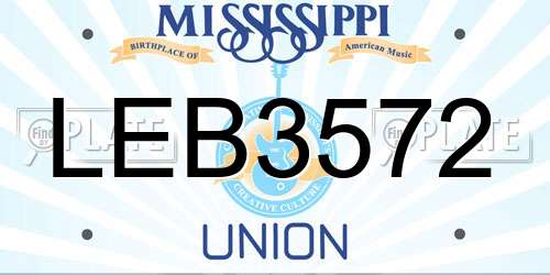 LEB3572 Mississippi License Plate