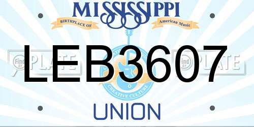 LEB3607 Mississippi License Plate