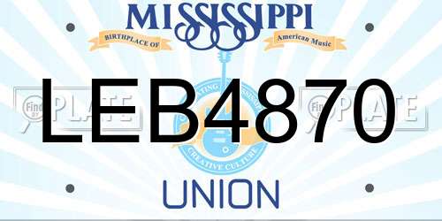 LEB4870 Mississippi License Plate