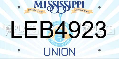 LEB4923 Mississippi License Plate