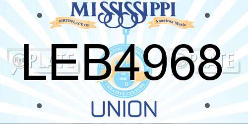 LEB4968 Mississippi License Plate