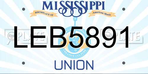 LEB5891 Mississippi License Plate