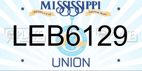 LEB6129 Mississippi License Plate