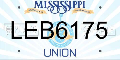 LEB6175 Mississippi License Plate