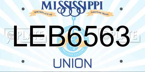LEB6563 Mississippi License Plate