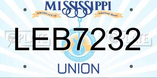 LEB7232 Mississippi License Plate