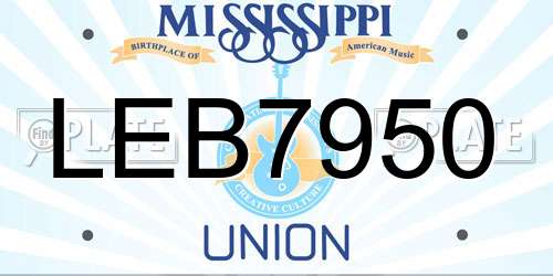 LEB7950 Mississippi License Plate