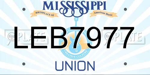 LEB7977 Mississippi License Plate