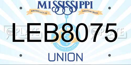 LEB8075 Mississippi License Plate