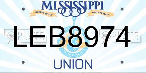 LEB8974 Mississippi License Plate