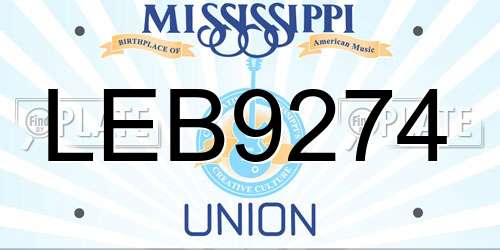 LEB9274 Mississippi License Plate