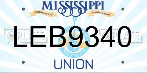 LEB9340 Mississippi License Plate