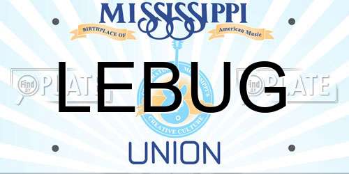 LEBUG Mississippi License Plate