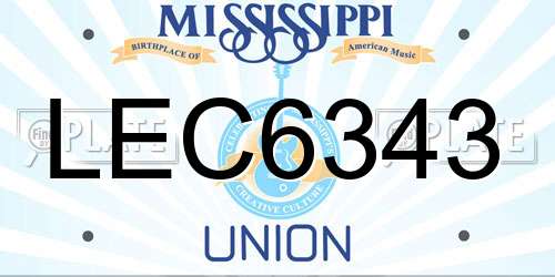 LEC6343 Mississippi License Plate