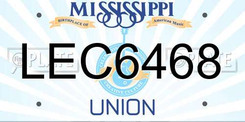 LEC6468 Mississippi License Plate