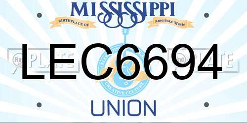 LEC6694 Mississippi License Plate