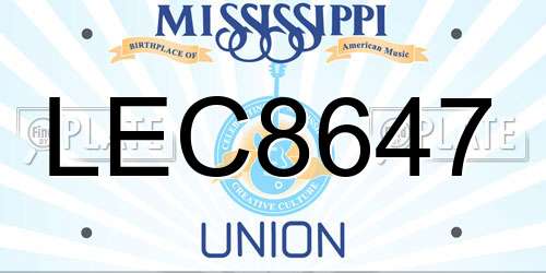 LEC8647 Mississippi License Plate