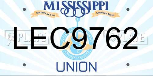 LEC9762 Mississippi License Plate