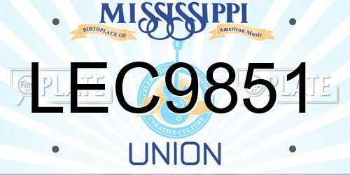 LEC9851 Mississippi License Plate