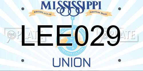 LEE029 Mississippi License Plate