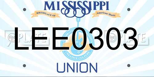 LEE0303 Mississippi License Plate
