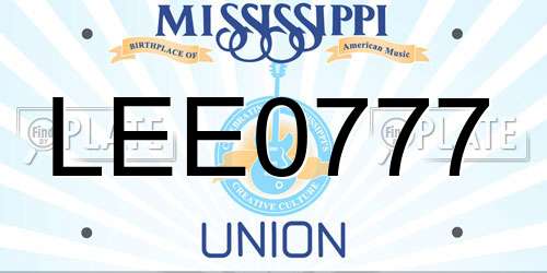LEE0777 Mississippi License Plate