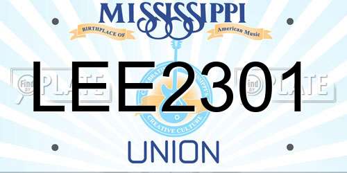 LEE2301 Mississippi License Plate