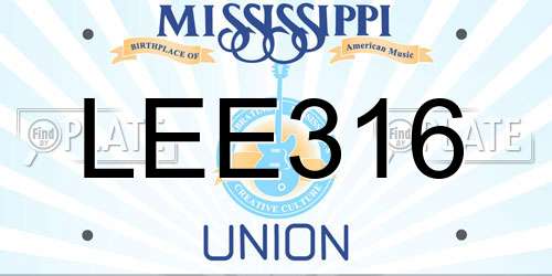 LEE316 Mississippi License Plate