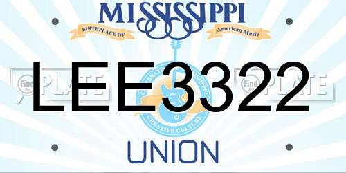 LEE3322 Mississippi License Plate