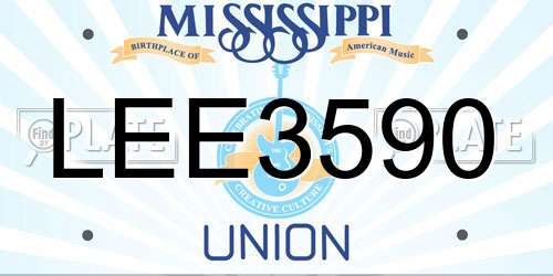 LEE3590 Mississippi License Plate